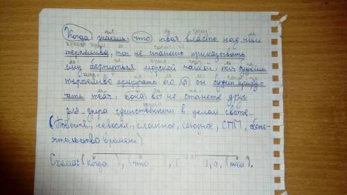 Синтаксический разбор предложения.)когда знаешь, что твоя власть над ним терпелива, ты не станешь пр