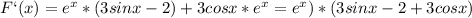 F`(x)=e^x*(3sinx-2)+3cosx*e^x=e^x)*(3sinx-2+3cosx)