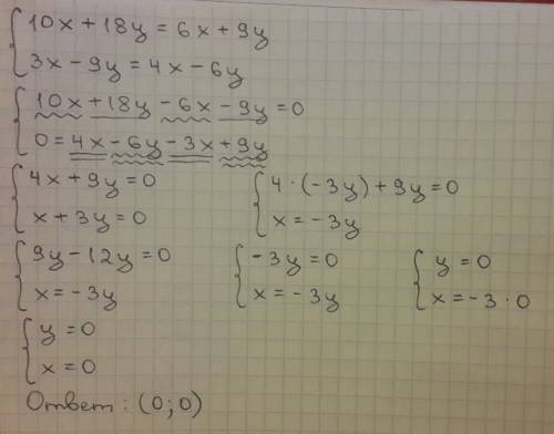 Решить ! {10x+18y=6x+9y {3x-9y=4x-6y