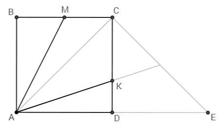 На сторонах bc и cd квадрата abcd взяты точки m и k соответственно так, что 2bm=3dk=ab. найдите ∠kam