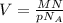 V = \frac{MN}{pN_A}