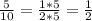 \frac{5}{10}= \frac{1*5}{2*5} = \frac{1}{2}