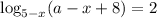 \log_{5-x}(a-x+8)=2