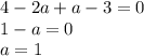 4-2a+a-3=0\\ 1-a=0\\ a=1