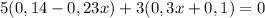 5(0,14-0,23x)+3(0,3x+0,1)=0&#10;