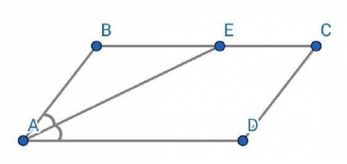 Упаралелограмі abcd бісектриса кута a перетинає сторону bc у точці e. відрізок be більший за відрізо