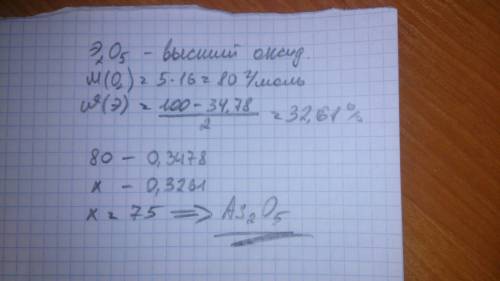 Ввысшем оксиде элемента находящегося в 5 группе массовая доля кислорода равна 34,78 % определите фор