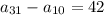 a_{31}-a_{10}=42