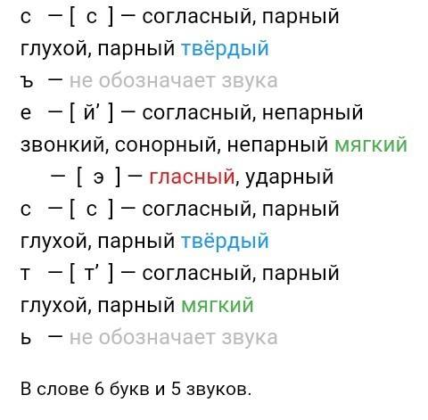 Сделайте фонитический разбор слова съесть 8 класс