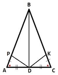 На рисунке треугольник авс-равнобедренный.на боковых сторонах ав и вс отмечены точки р и к так, что