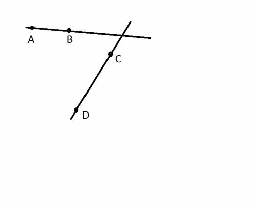 (, 1 рисунком, если можно)1 .отметьте четыре точки а, b, c, d так, чтобы луч ав пересекал прямую сd,
