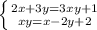 \left \{ {{2x+3y=3xy+1} \atop {xy= x-2y+2}} \right.