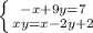 \left \{ {{-x+9y=7} \atop {xy= x-2y+2}}