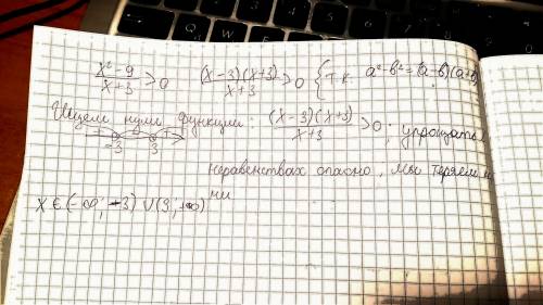 (x^2-9)/(x+3) > 0 как решить можете примером показать аналогичным x^2-9 > 0 x+3