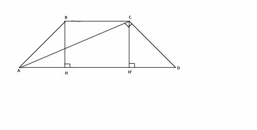 Вравнобедренной трапеции abcd с основаниями ad=5 и bc=3 диагональ ac перпендикулярна стороне cd. най