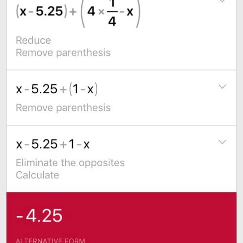 Раскройте скобки в ввражении и его: а) (x-5,25)+(4 1/4-x) б)(7 1/3- 2/9-y)