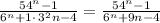 \frac{54^n-1}{6^n+1\cdot \:3^2n-4} =\frac{54^n-1}{6^n+9n-4}