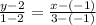 \frac{y-2}{1-2} = \frac{x-(-1)}{3-(-1)}