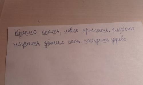 Подчеркни одной чертой твёрдые согласные, двумя чертами- мягкие. крепко спать, ловко прыгать, глубок