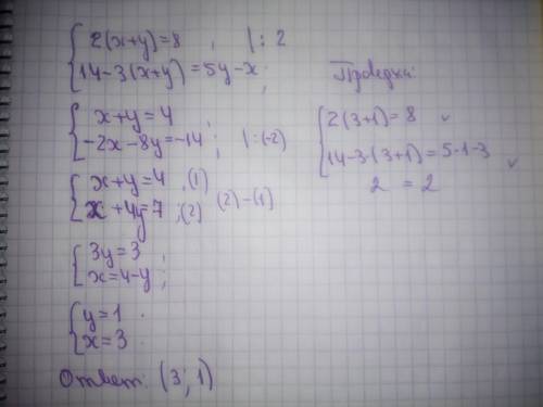 Решите систему) и номерок 2. 2(х+у)=8 14-3(х+у)=5у-х номер два: (3х+1)²-(3х+2)(2-3х)