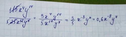 Укоротить дробь 15x^4y^14/25x^12y^7