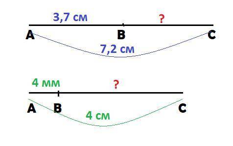 Точка в делит отрезок ас на два отрезка. найдите длину отрезка вс,если : а) ав=3,7 см , ас=7,2 см ,