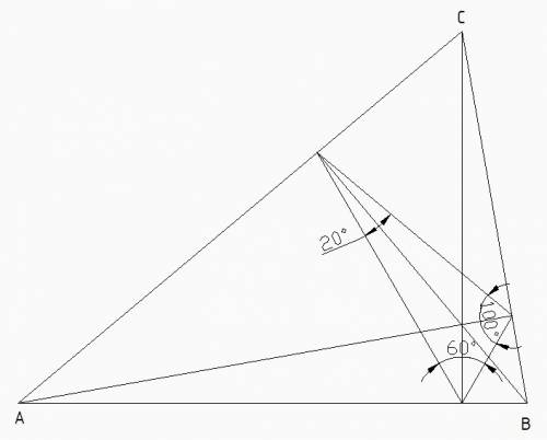 Втреугольнике abc известны угол а = 40 и b = 80. чему равны углы ортотреугольника?