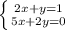 \left \{ {{2x+y=1} \atop {5x+2y=0}} \right.