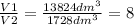 \frac{V1}{V2}= \frac{13824 dm^{3} }{1728 dm^{3} }=8