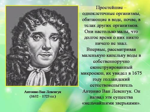 Нужно что-нибудь придумать на тему экскурсия в мир простейших что бы я смогла сделать презентацию.