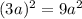 (3a)^{2}=9 a^{2}