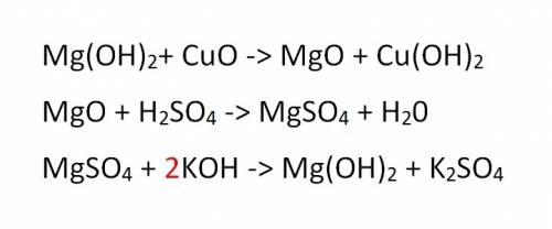 Cоставить цепочки превращений: мg (oh) (дважды, 2 внизу) -- mgo-- mg so ( в четвёртой 4 дальше стрел