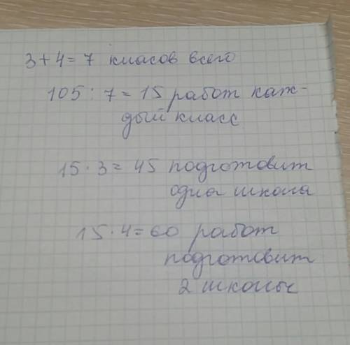 вас ! в выставке должны принять участие из двух школ. в первой школе к выставке готовятся 3 класса,