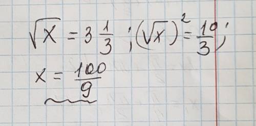 Найдите число арифметический квадратный корень из которого равен: 3 1 /3