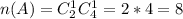 n(A)=C^1_2C^1_4=2*4=8