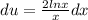 du= \frac{2lnx}{x}dx