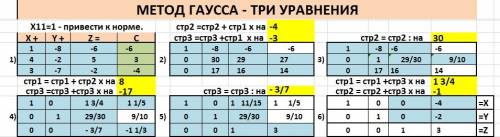 Решить систему уравнений методом последовательных исключений жордана-гаусса. x-8y-6z=-6 4x-2y+5z=3 3