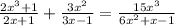 \frac{2x^3+1}{2x+1} + \frac{3x^2}{3x-1} = \frac{15x^3}{6x^2+x-1}