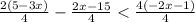 \frac{2(5-3x)}{4}-\frac{2x-15}{4}