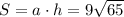 S=a\cdot h=9\sqrt{65}