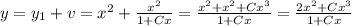 y = y_1 + v = x^2 + \frac{x^2}{1+ Cx} } = \frac{x^2+ x^2 + Cx^3}{1+ Cx} } = \frac{2x^2 + Cx^3}{1+ Cx} }