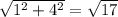 \sqrt{ 1^{2}+ 4^{2} } = \sqrt{17}