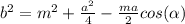 b^2 = m^2 + \frac{a^2}{4} - \frac{ma}{2} cos( \alpha )