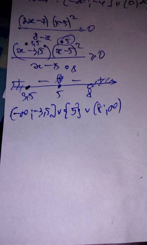 Решите неравенство (2х-7)(х-5)^2÷8-х меньше или равно 0