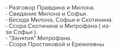 Нужен план по произведению недоросль 3 действие. желательно подробный.