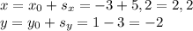 x= x_{0}+s_x=-3+5,2=2,2 \\ y=y_0+s_y=1-3=-2