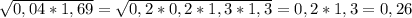 \sqrt{0,04*1,69} = \sqrt{0,2*0,2*1,3*1,3} = 0,2*1,3 = 0,26