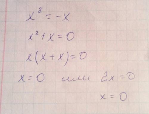 Найдите корни уравнения х(квадрат)=-х меньший корень напишите в ответе (ответ не должен быть под кор