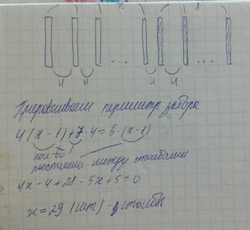 Пришкольный участок огородили изгородью если ростояние между столбами будут 4 м то не хватит 8 столб