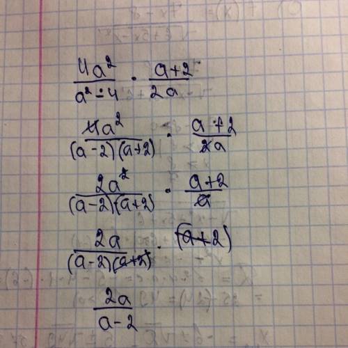 Произведение или частное: 4а^2/a^2-4 * a+2/2a